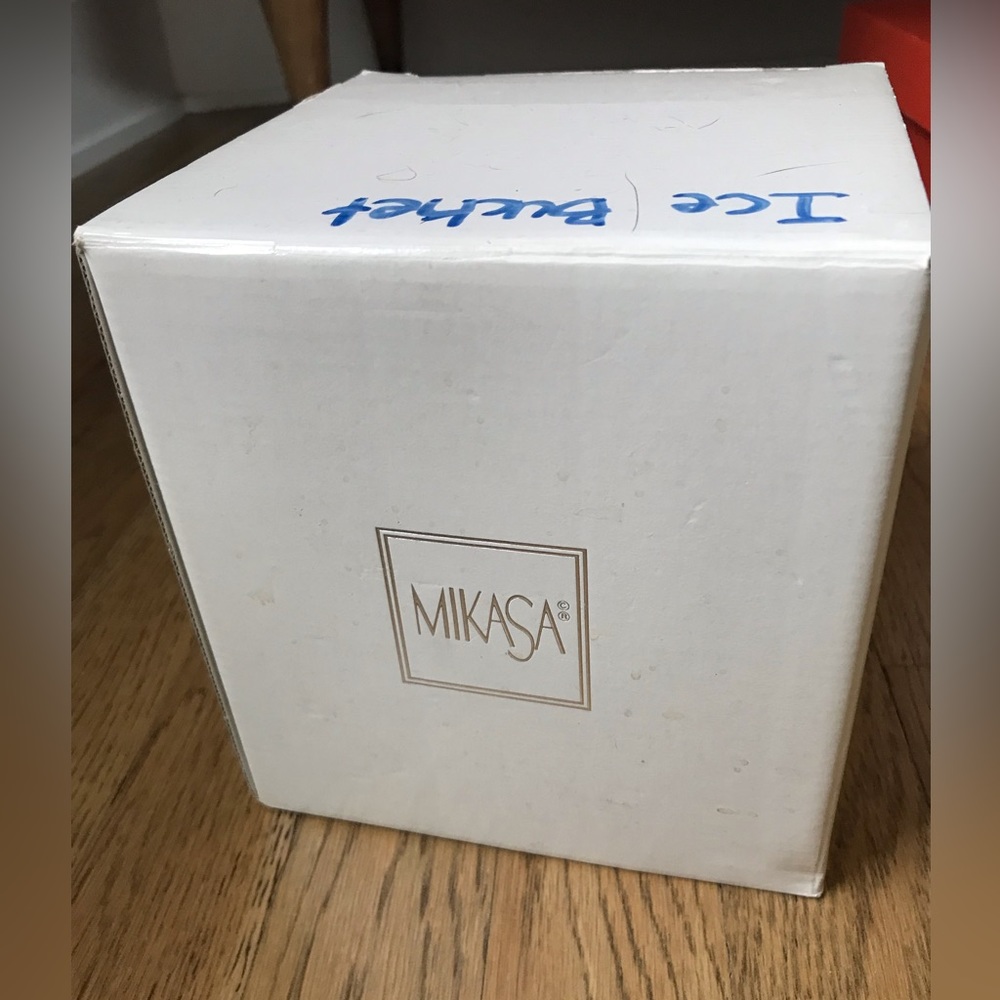 Mikasa ice bucket in EUC with original box.  Would make a great vase also.